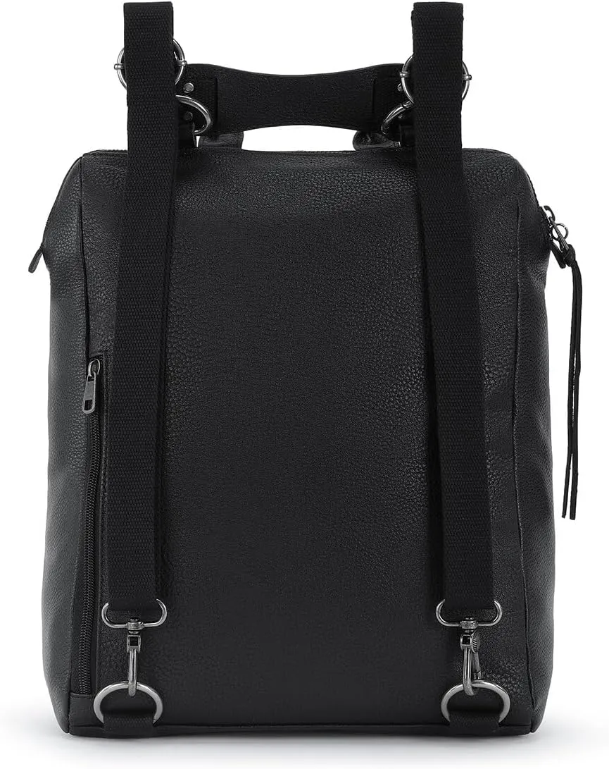 The Sak Loyola Convertible Backpack in Leather, Adjustable Convertible Strap, Black