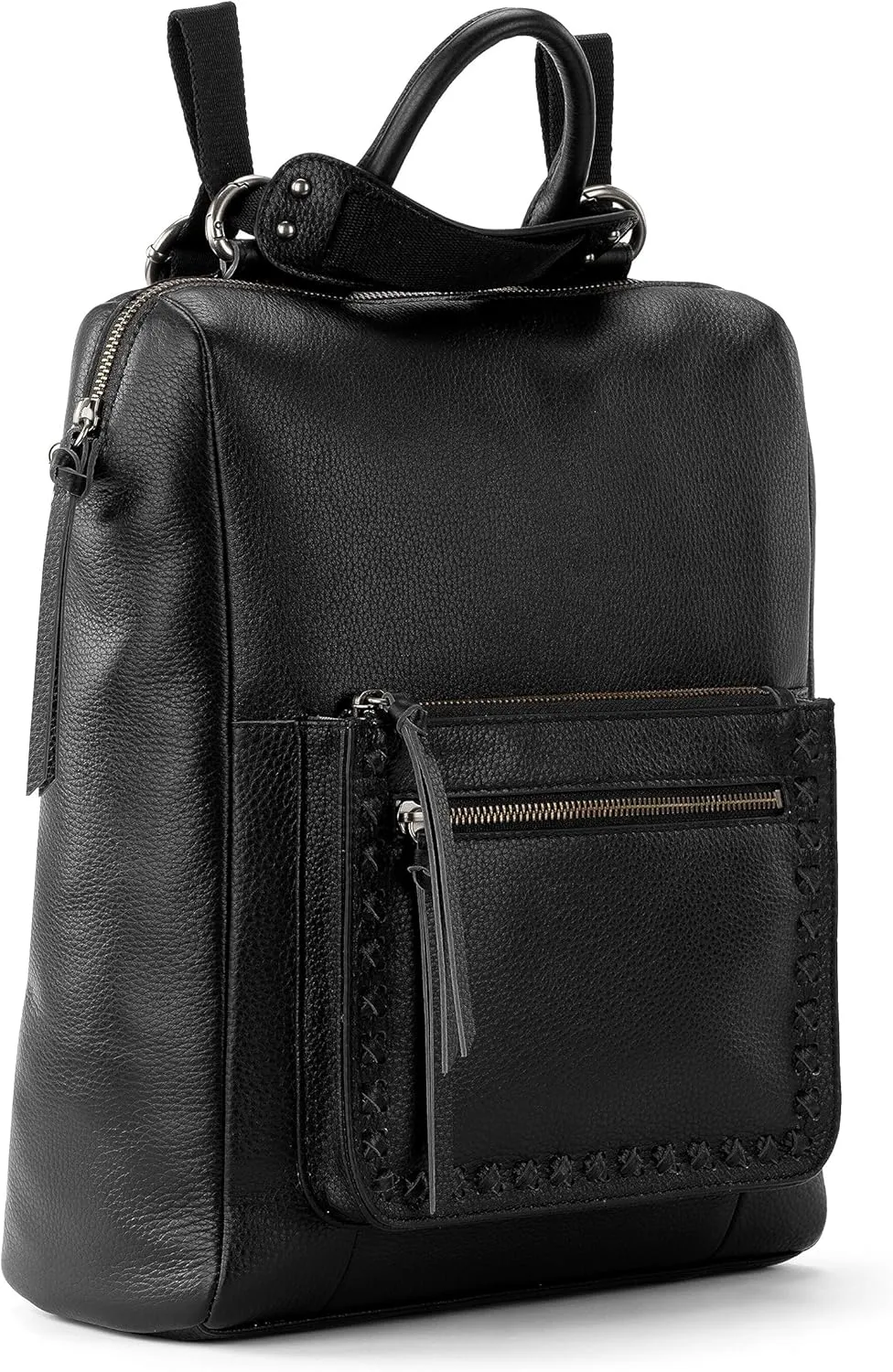 The Sak Loyola Convertible Backpack in Leather, Adjustable Convertible Strap, Black