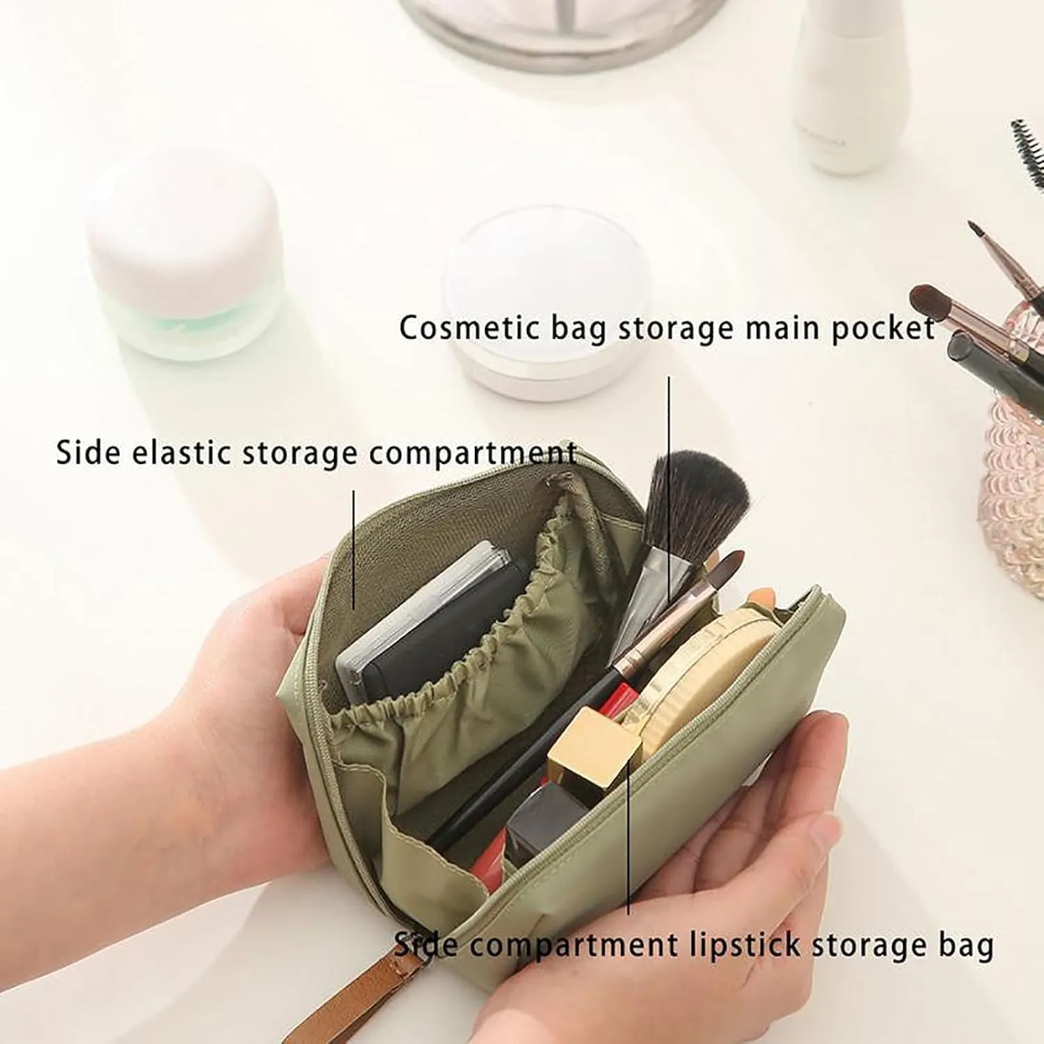 Tidynook Makeup Bag Small, Lipstick Makeup Bag, Mini Small Cosmetic Bag for Purse, Ompartmentalized Portable Women's Organizer, Compact Storage Pouch, Portable Handbag for Women and Girls (2*A)