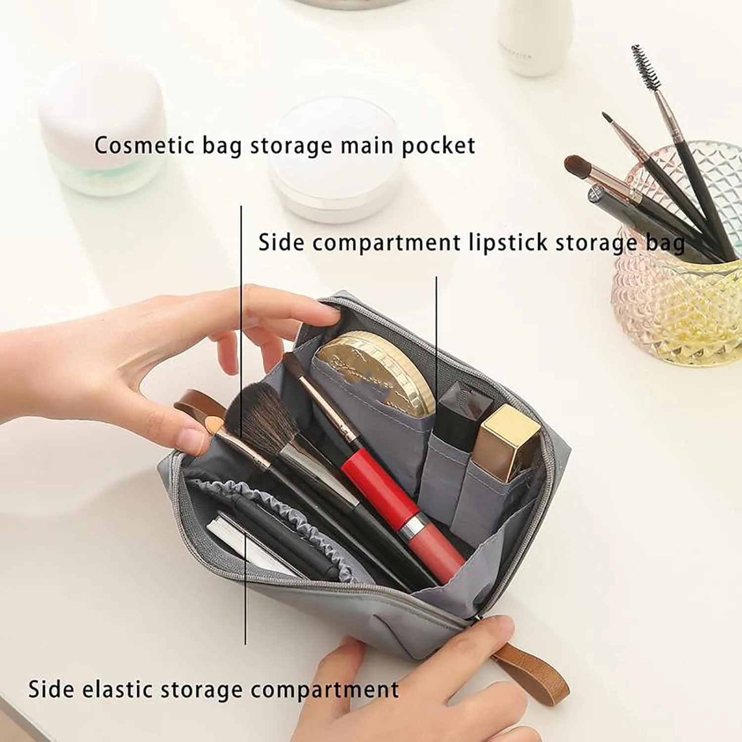 Tidynook Makeup Bag Small, Lipstick Makeup Bag, Mini Small Cosmetic Bag for Purse, Ompartmentalized Portable Women's Organizer, Compact Storage Pouch, Portable Handbag for Women and Girls (2*F)