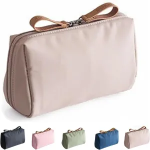Tidynook Makeup Bag Small, Small Makeup Bag for Purse, Mini Lipstick Makeup Bag, Travel Mini Makeup Toiletry Bag for Purse, Purse Organizer Pouches, Compact Storage Pouch, Portable Handbag-Beige