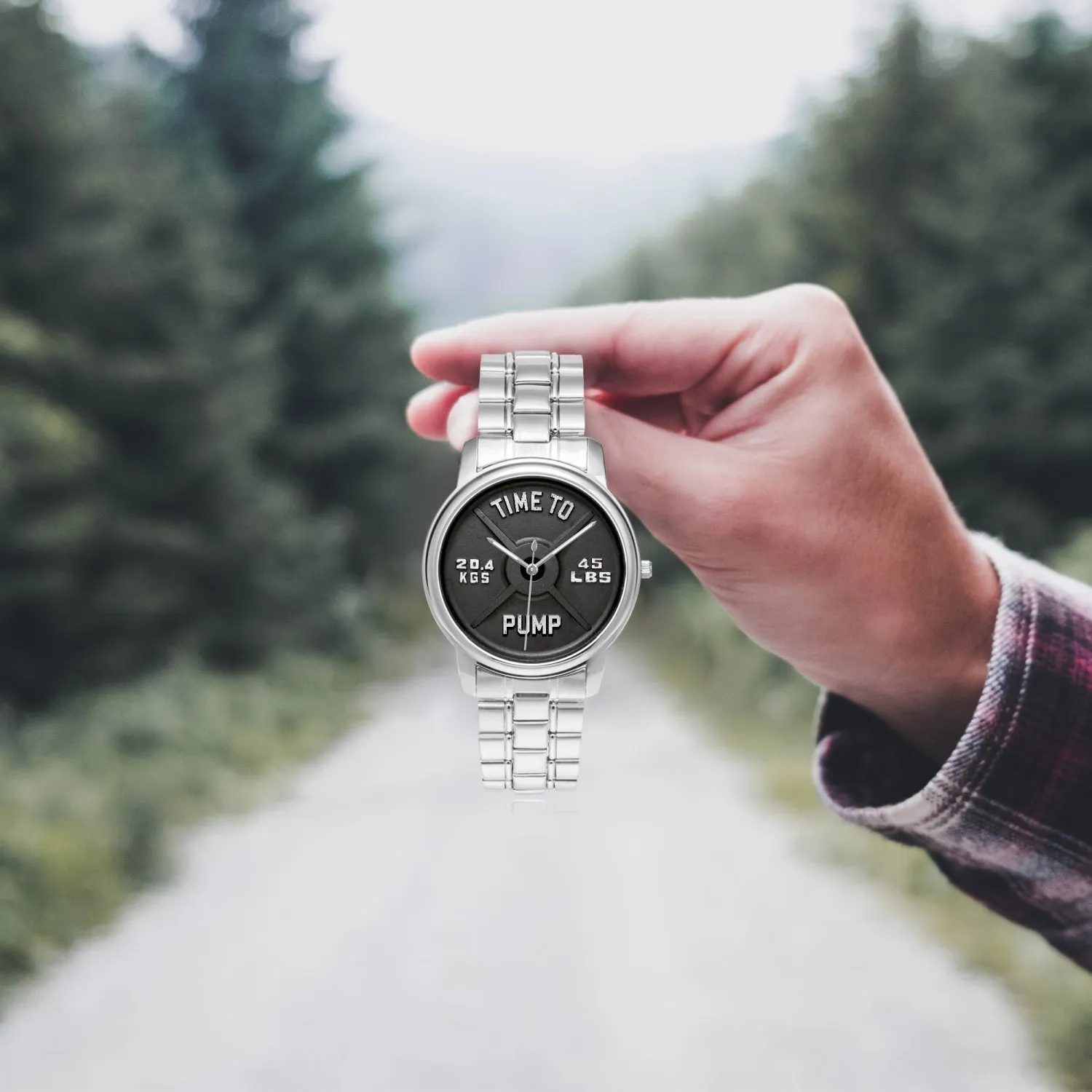 Time To Pump Barbell Stainless Steel Quartz Watch