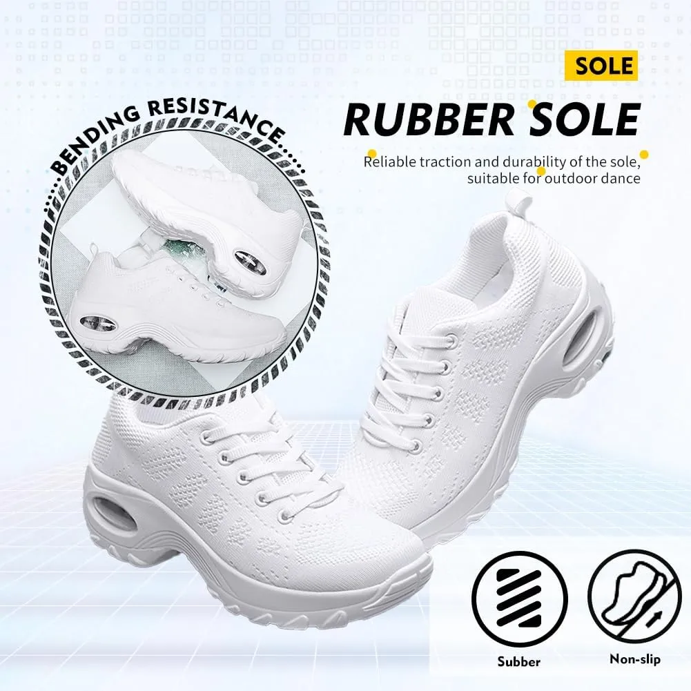 TINRYMX Women Jazz Shoes Modern Dance Sneakers Lace up Air Cushion Walking Shoes Ballroom Dance Sneaker Shoes,Model-LYX1918