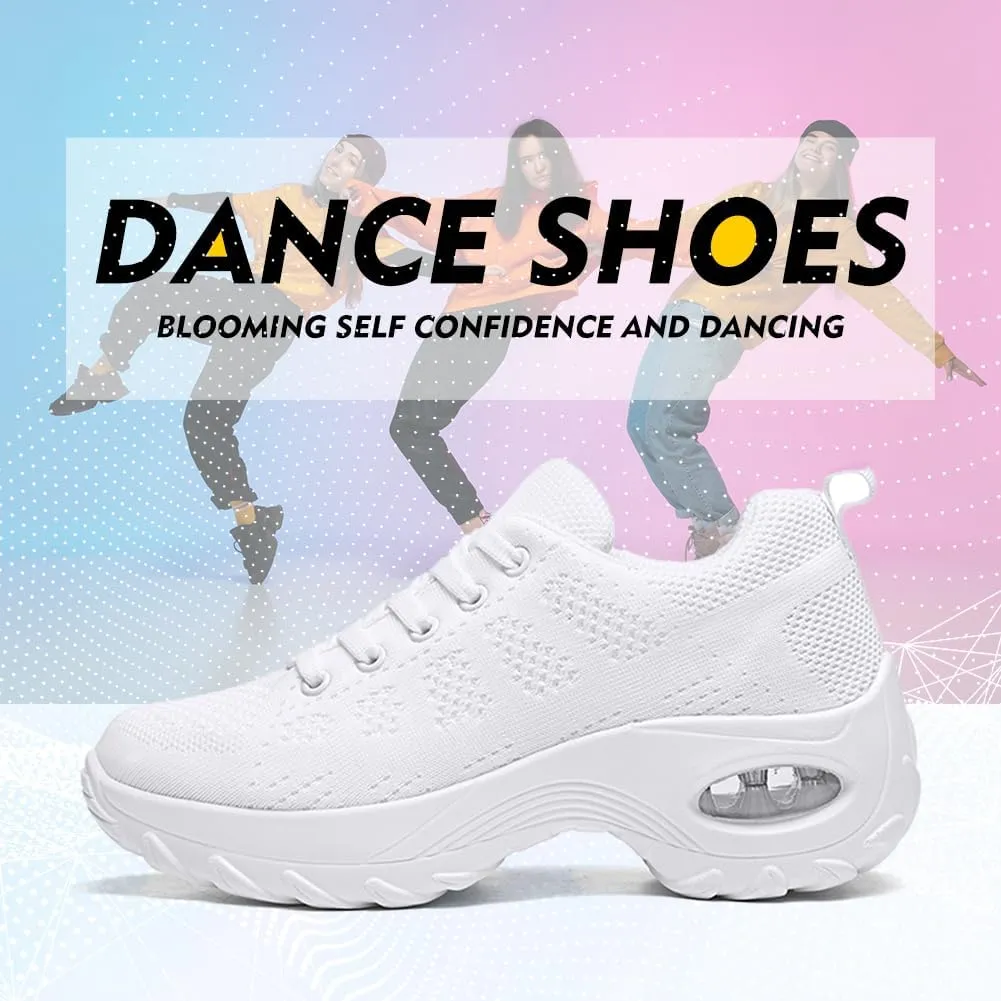 TINRYMX Women Jazz Shoes Modern Dance Sneakers Lace up Air Cushion Walking Shoes Ballroom Dance Sneaker Shoes,Model-LYX1918