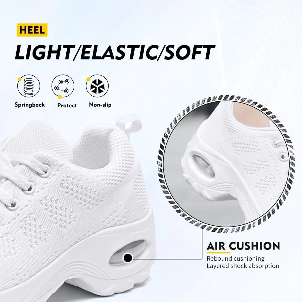 TINRYMX Women Jazz Shoes Modern Dance Sneakers Lace up Air Cushion Walking Shoes Ballroom Dance Sneaker Shoes,Model-LYX1918