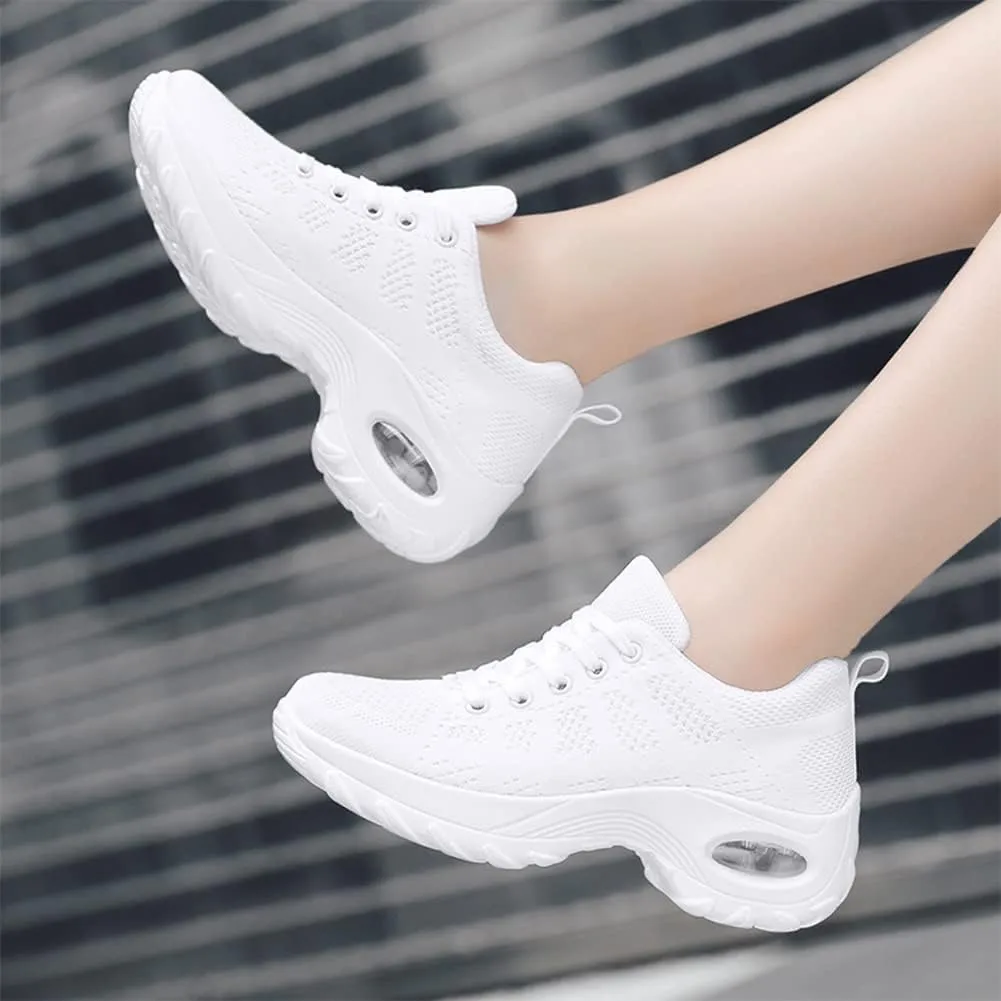 TINRYMX Women Jazz Shoes Modern Dance Sneakers Lace up Air Cushion Walking Shoes Ballroom Dance Sneaker Shoes,Model-LYX1918
