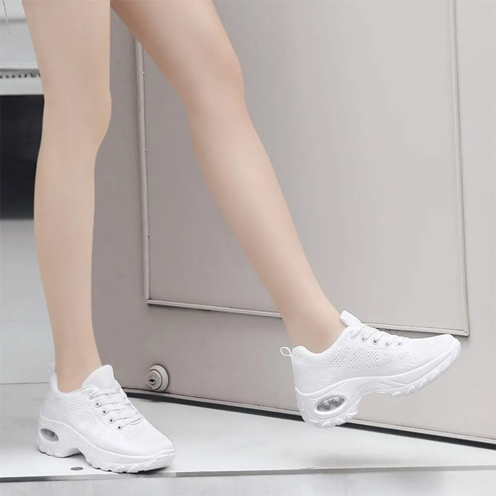 TINRYMX Women Jazz Shoes Modern Dance Sneakers Lace up Air Cushion Walking Shoes Ballroom Dance Sneaker Shoes,Model-LYX1918