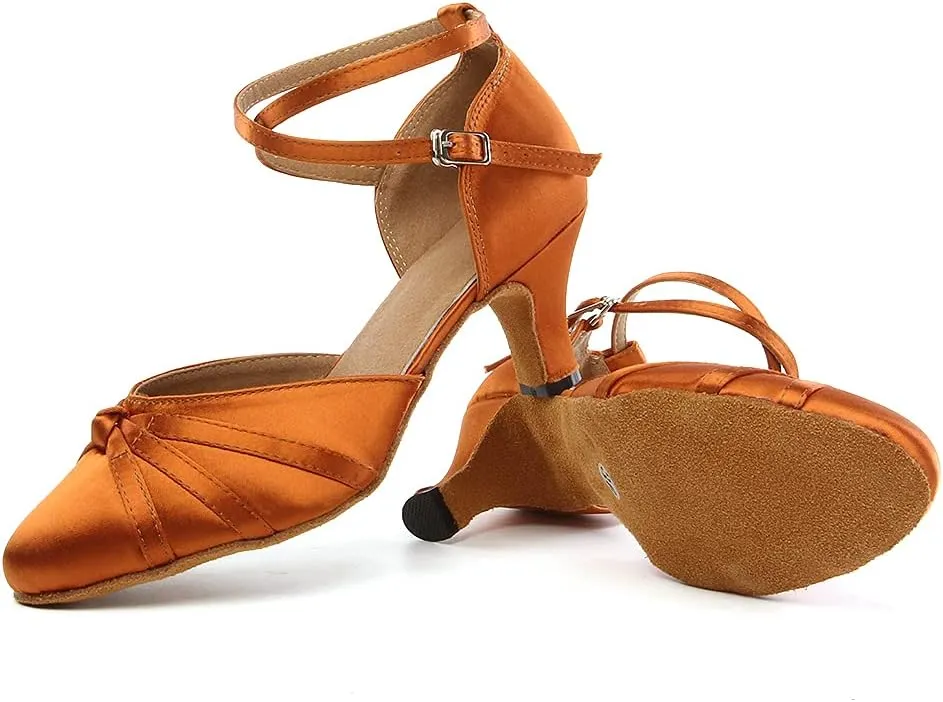 TINRYMX Women Latin Dance Shoes Closed Toe Salsa Tango Performance Party Ballroom Dance Shoes,Model-YCL117/L189