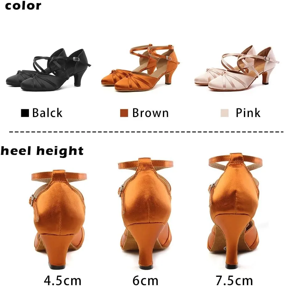 TINRYMX Women Latin Dance Shoes Closed Toe Salsa Tango Performance Party Ballroom Dance Shoes,Model-YCL117/L189