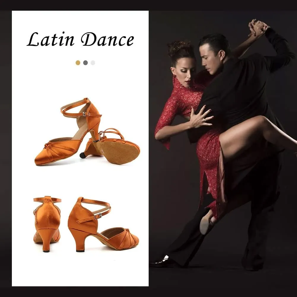TINRYMX Women Latin Dance Shoes Closed Toe Salsa Tango Performance Party Ballroom Dance Shoes,Model-YCL117/L189