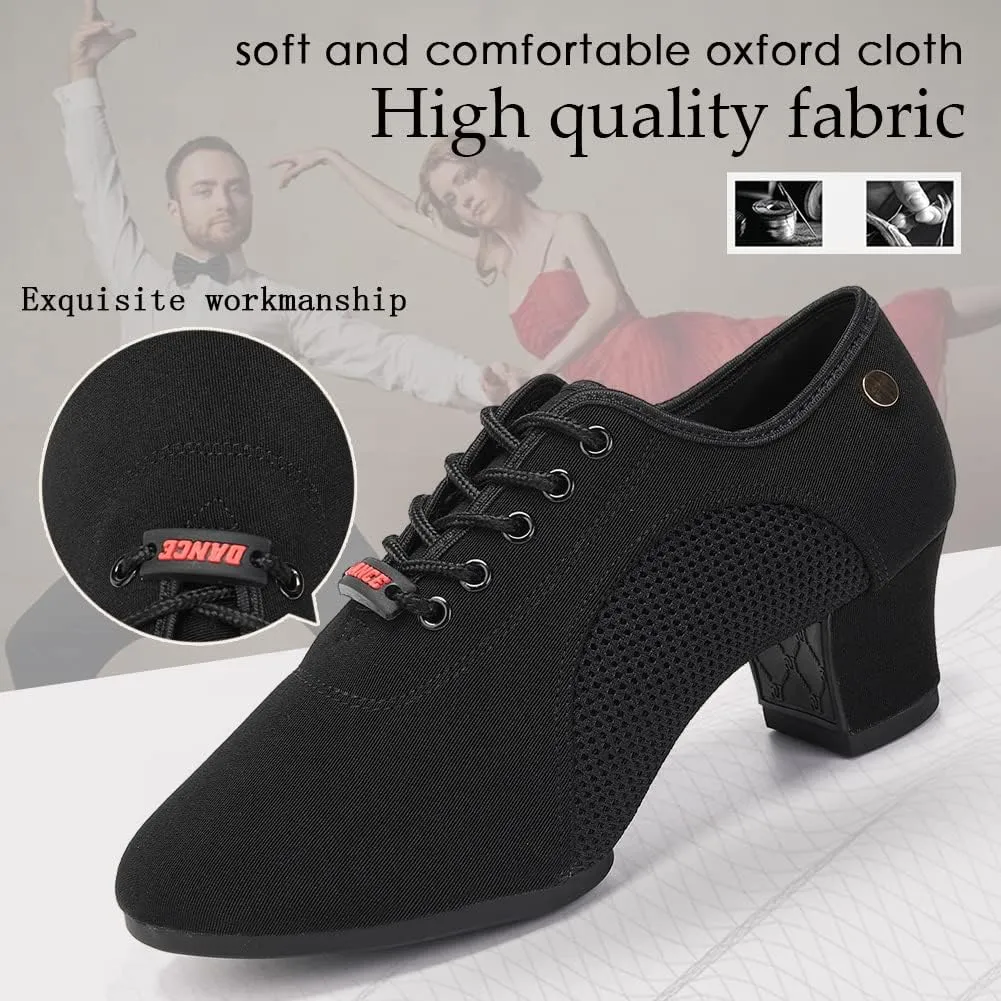 TINRYMX Women Modern Dance Shoes Lace up Ballroom Tango Foxtrot Waltz Professional Practice Latin Dance Shoes, Model LHD2805