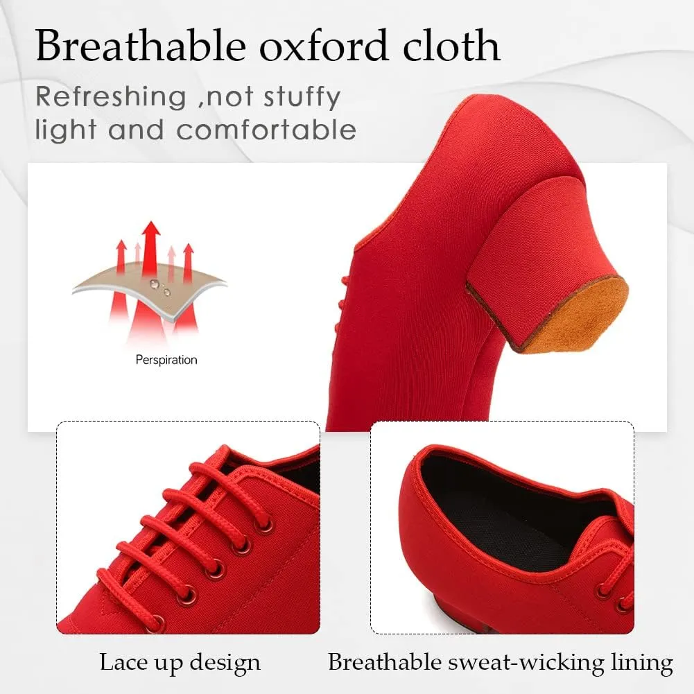 TINRYMX Women Modern Dance Shoes Lace up Ballroom Tango Foxtrot Waltz Professional Practice Latin Dance Shoes, Model LHD2805