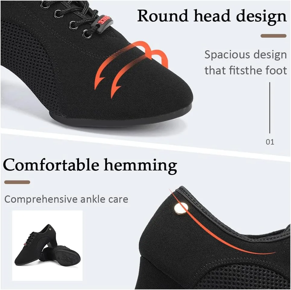 TINRYMX Women Modern Dance Shoes Lace up Ballroom Tango Foxtrot Waltz Professional Practice Latin Dance Shoes, Model LHD2805