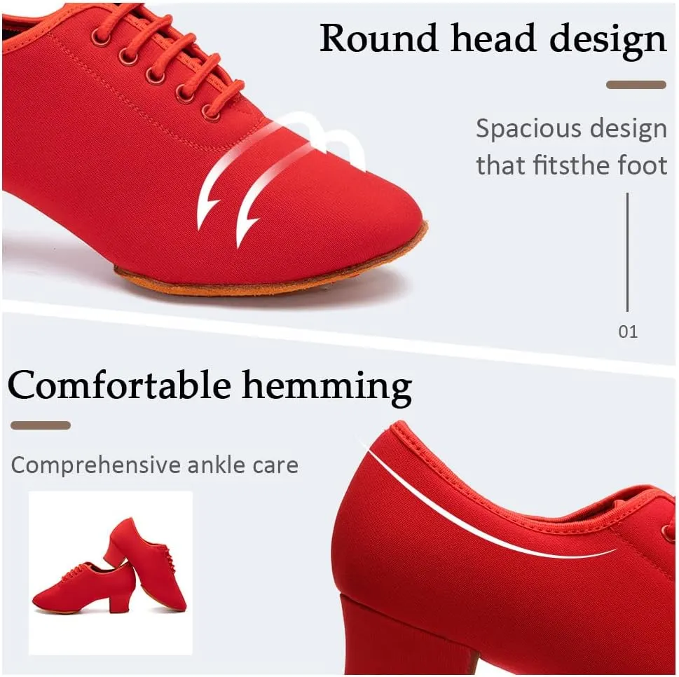 TINRYMX Women Modern Dance Shoes Lace up Ballroom Tango Foxtrot Waltz Professional Practice Latin Dance Shoes, Model LHD2805