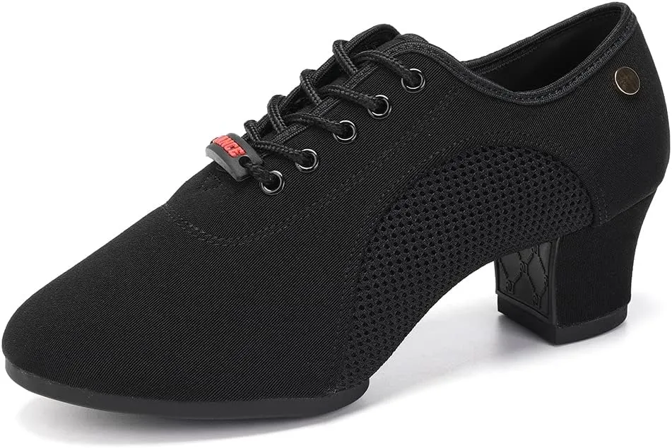 TINRYMX Women Modern Dance Shoes Lace up Ballroom Tango Foxtrot Waltz Professional Practice Latin Dance Shoes, Model LHD2805