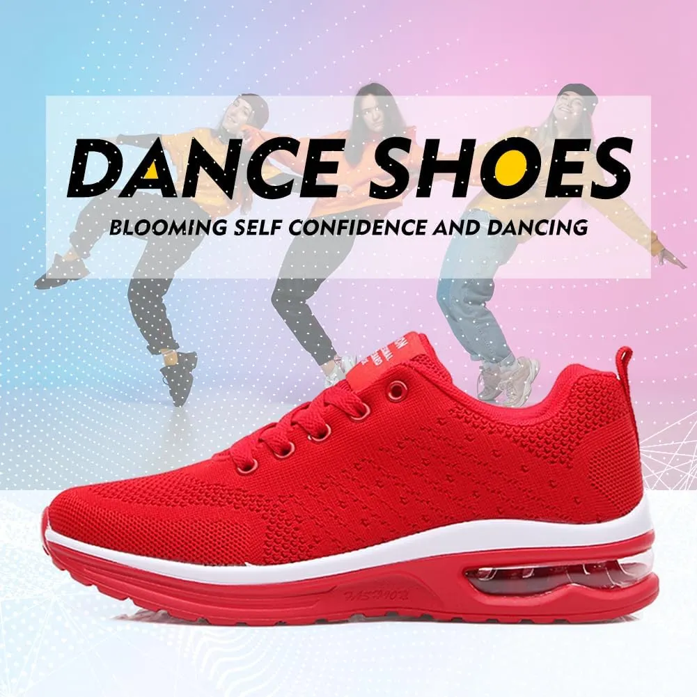 TINRYMX Women Modern Dance Sneakers Jazz Shoes Lace up Air Cushion Ballroom Practice Dance Shoes Walking Shoes,Model-LYX5066