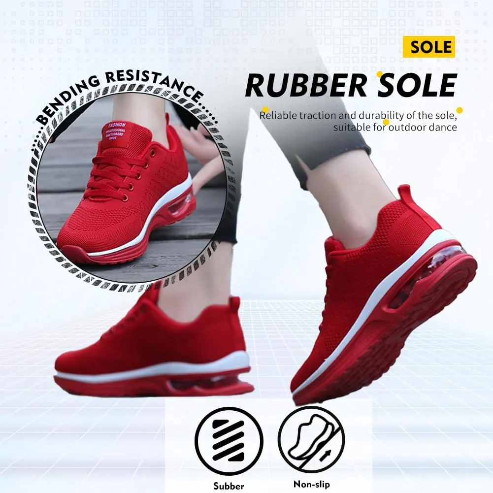 TINRYMX Women Modern Dance Sneakers Jazz Shoes Lace up Air Cushion Ballroom Practice Dance Shoes Walking Shoes,Model-LYX5066