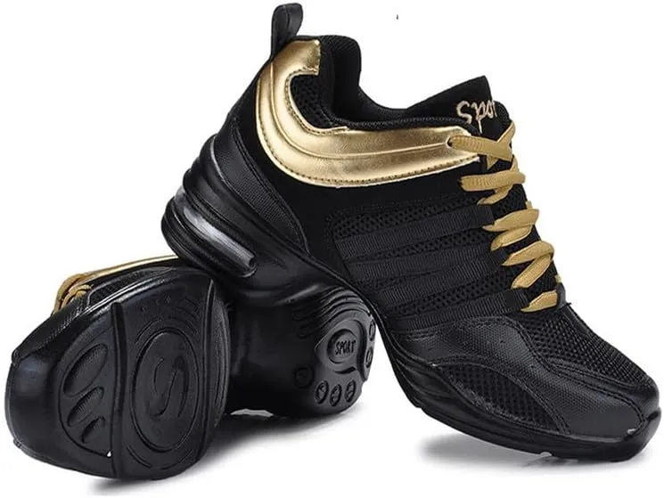 TINRYMX Women Modern Jazz Shoes Lace up Sneakers Breathable Air Cushion Split Sole Athletic Walking Ballroom Exercise Dance Sneaker Shoes,Model-LYX729