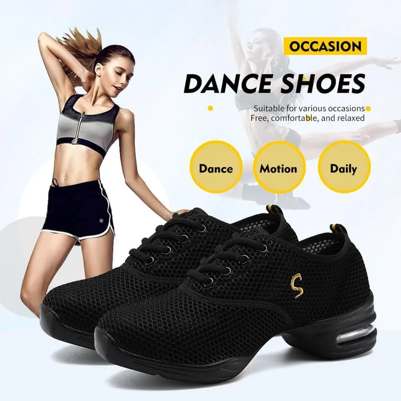 TINRYMX Women's Jazz Shoes Lace-up Sneakers Modern Dance Shoes Platform Walking Dance Shoes,Model-LYX801