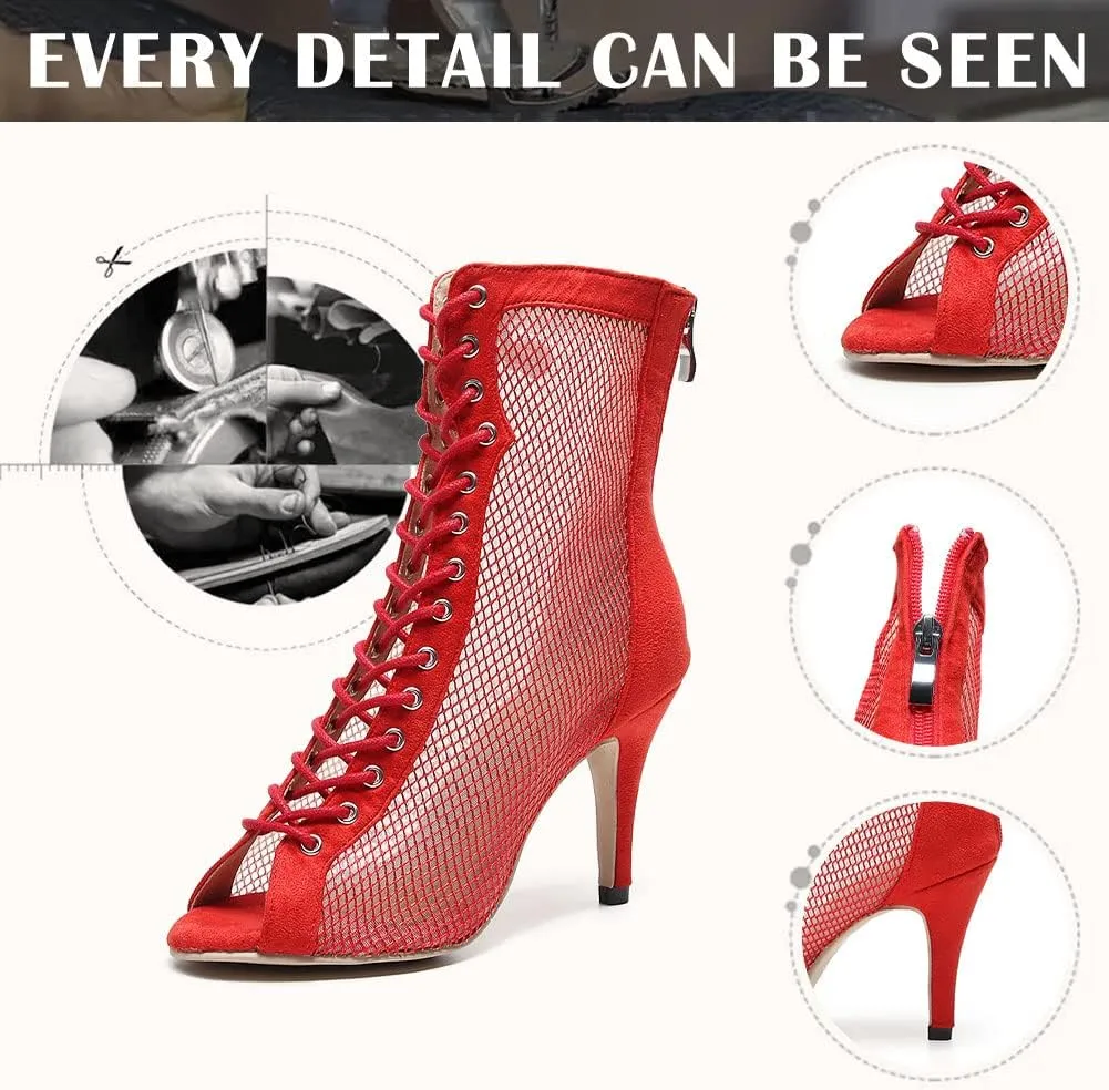 TINRYMX Womens Latin Dance Shoes Satin Tango Performance Professional Ballroom Salsa Dance Shoes,Model-QJW7179
