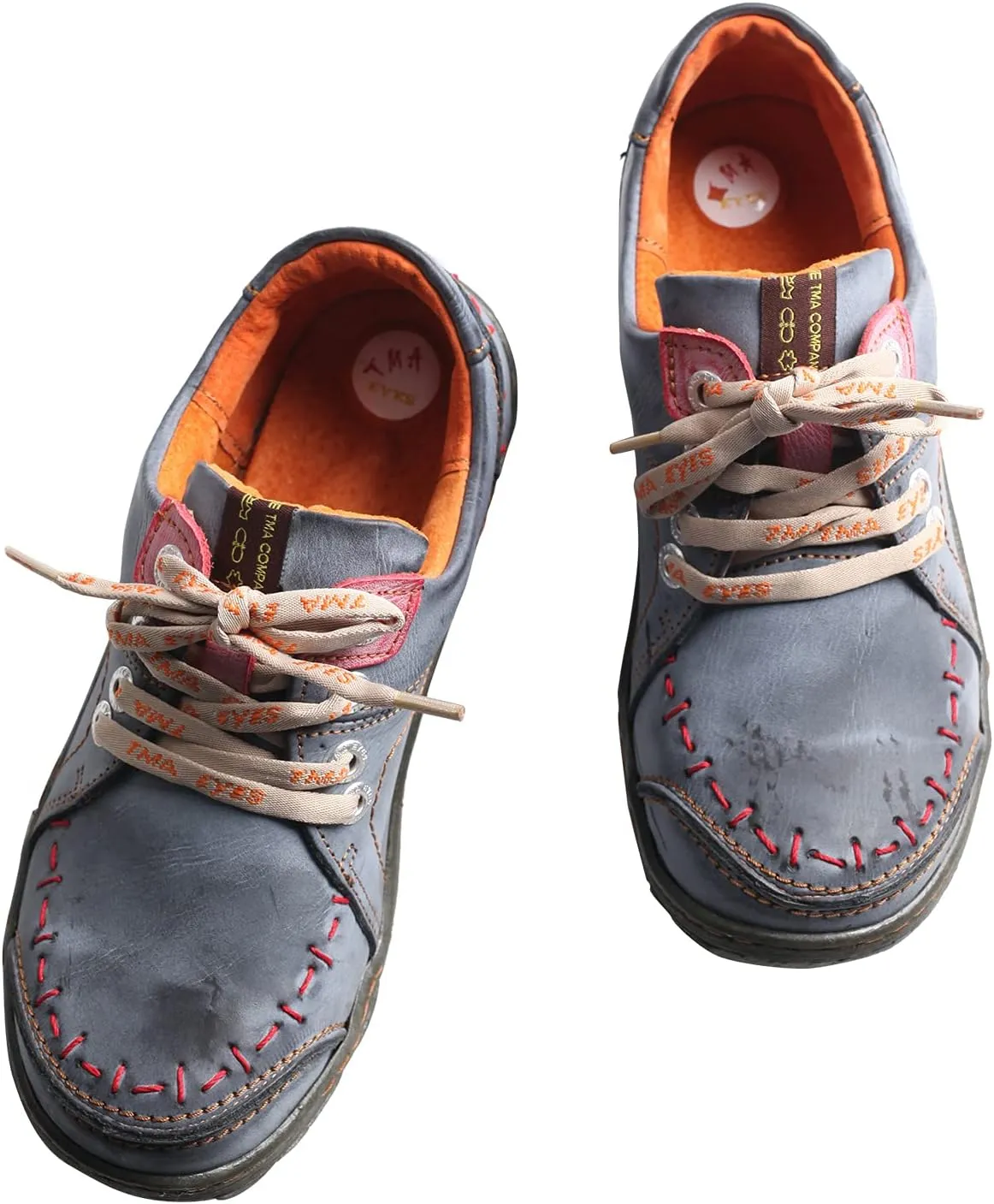 TMA EYES Women's Leather Hand Stitching Walking Travel Shoes Casual Lightweight Comfort Fashion Sneaker
