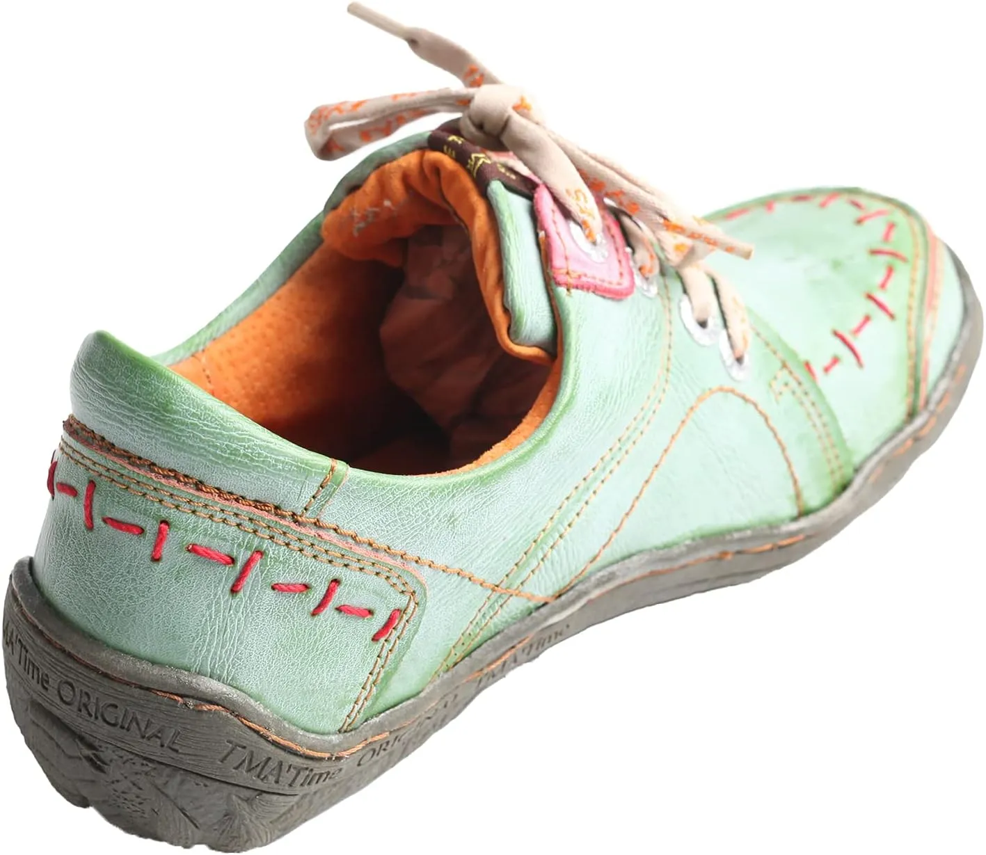 TMA EYES Women's Leather Hand Stitching Walking Travel Shoes Casual Lightweight Comfort Fashion Sneaker