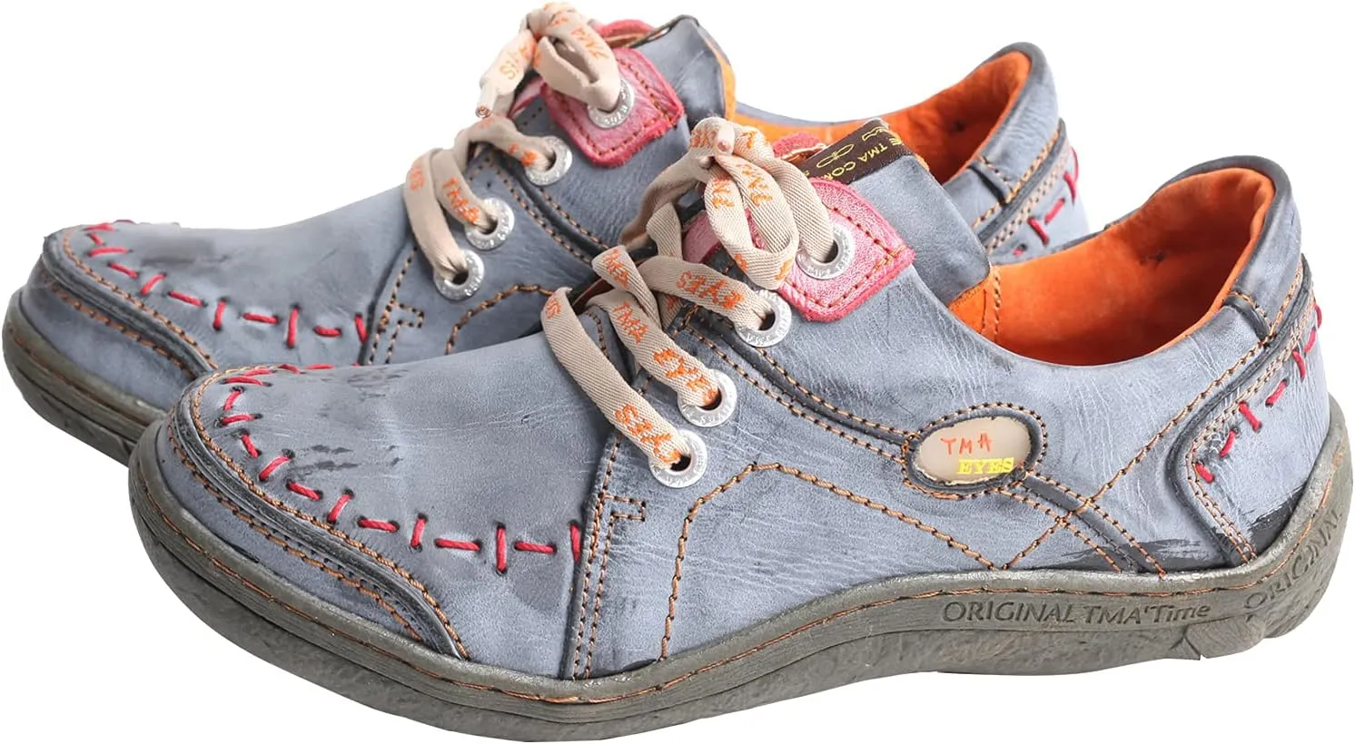 TMA EYES Women's Leather Hand Stitching Walking Travel Shoes Casual Lightweight Comfort Fashion Sneaker