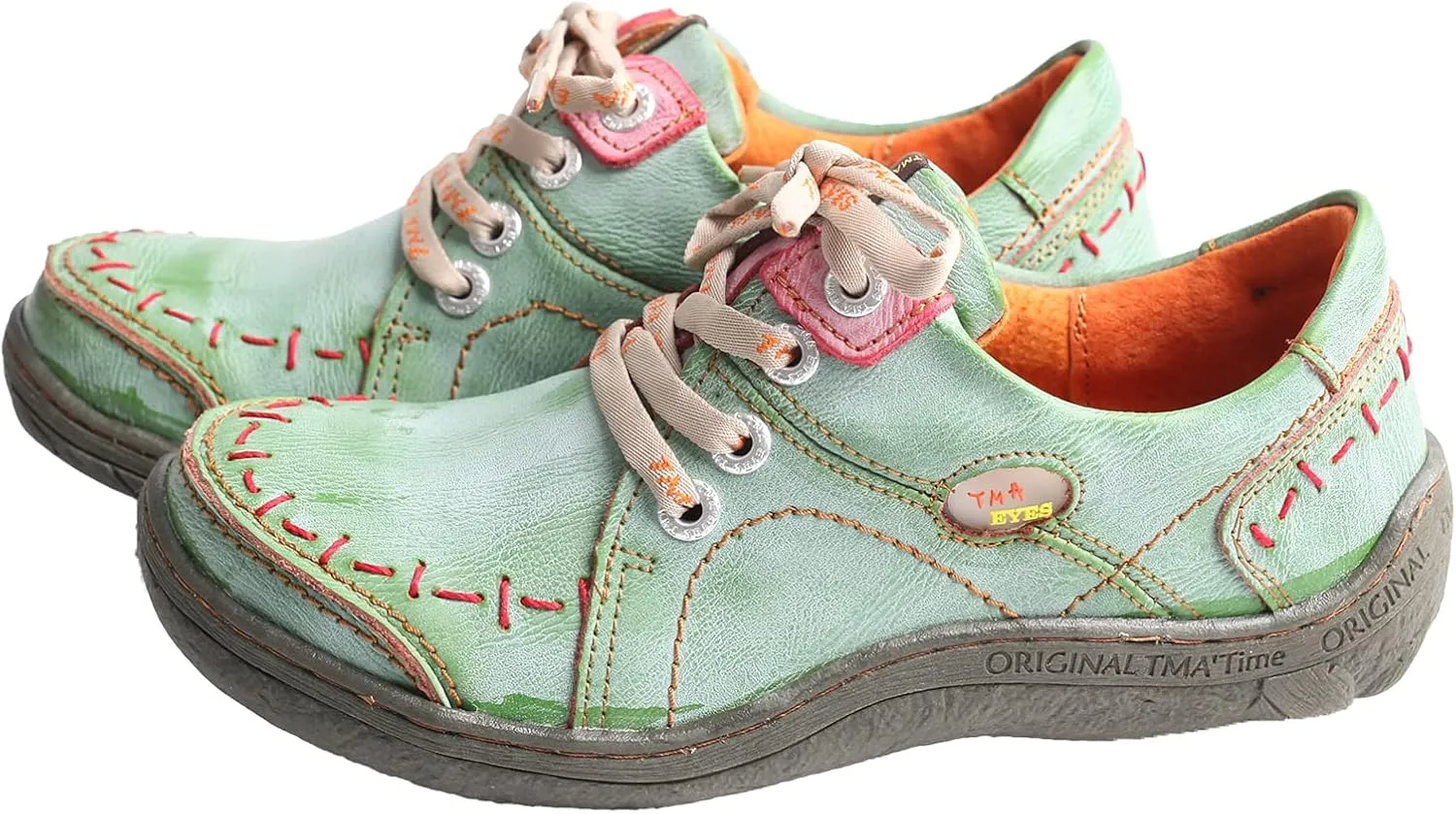 TMA EYES Women's Leather Hand Stitching Walking Travel Shoes Casual Lightweight Comfort Fashion Sneaker