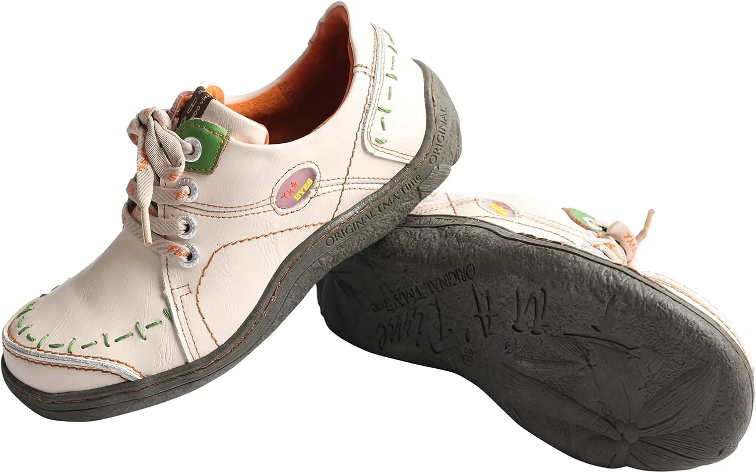TMA EYES Women's Leather Hand Stitching Walking Travel Shoes Casual Lightweight Comfort Fashion Sneaker