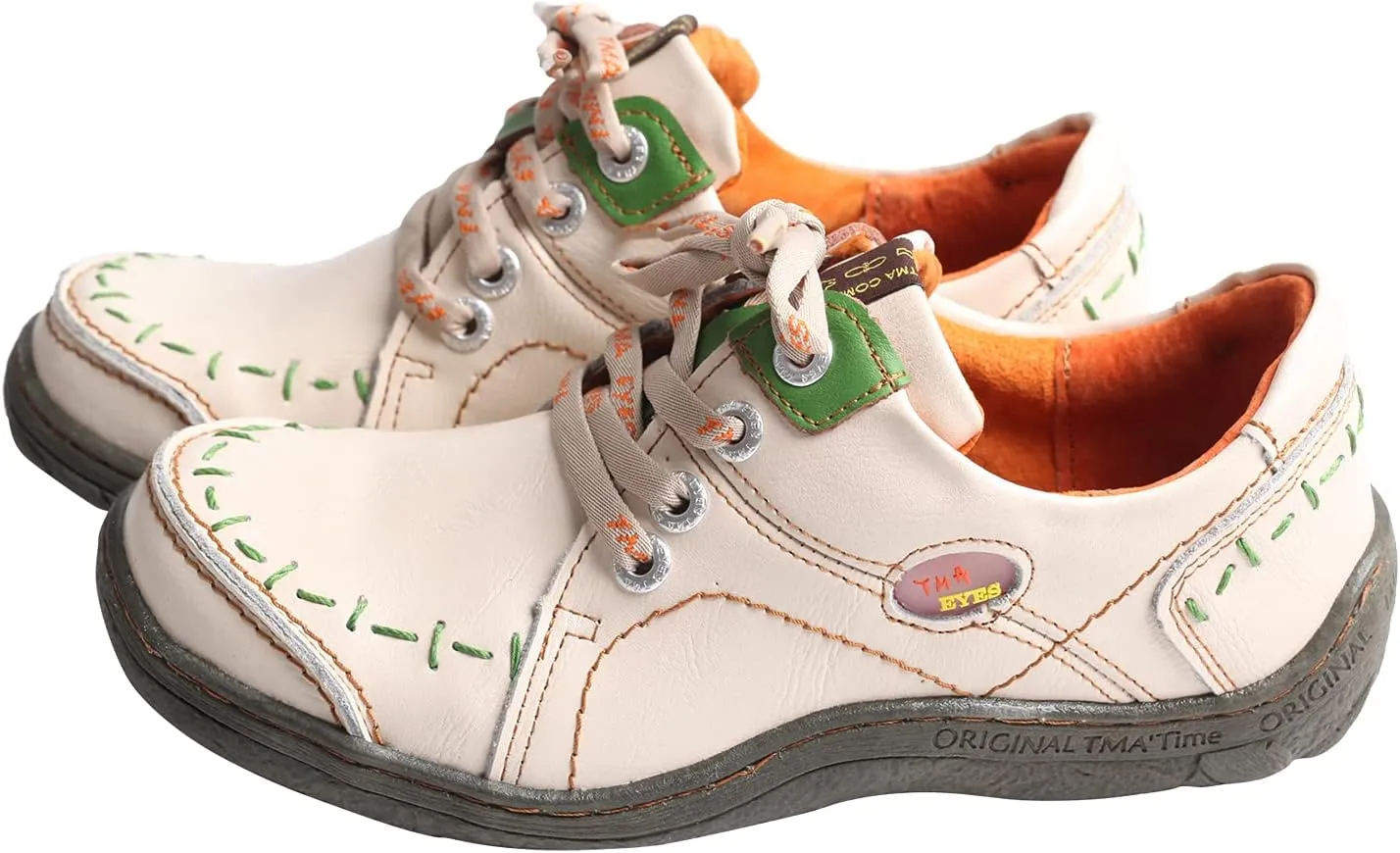 TMA EYES Women's Leather Hand Stitching Walking Travel Shoes Casual Lightweight Comfort Fashion Sneaker