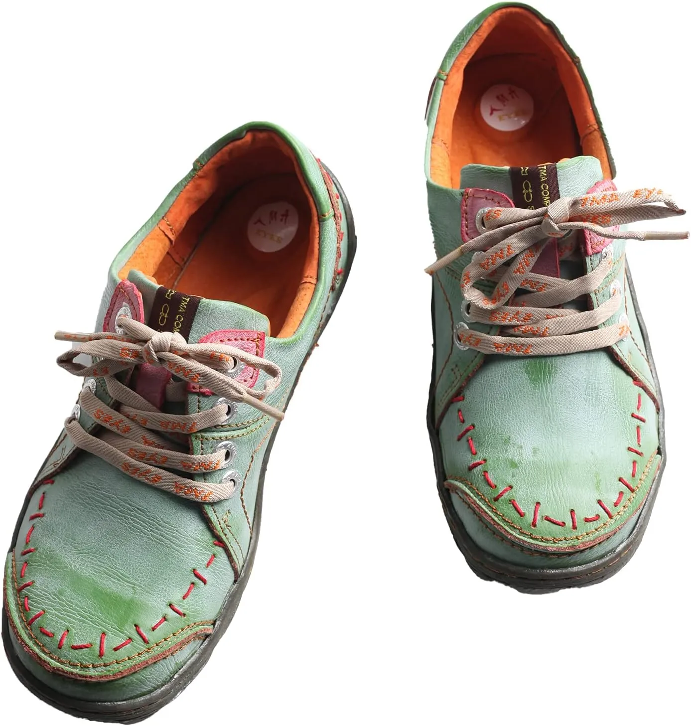 TMA EYES Women's Leather Hand Stitching Walking Travel Shoes Casual Lightweight Comfort Fashion Sneaker