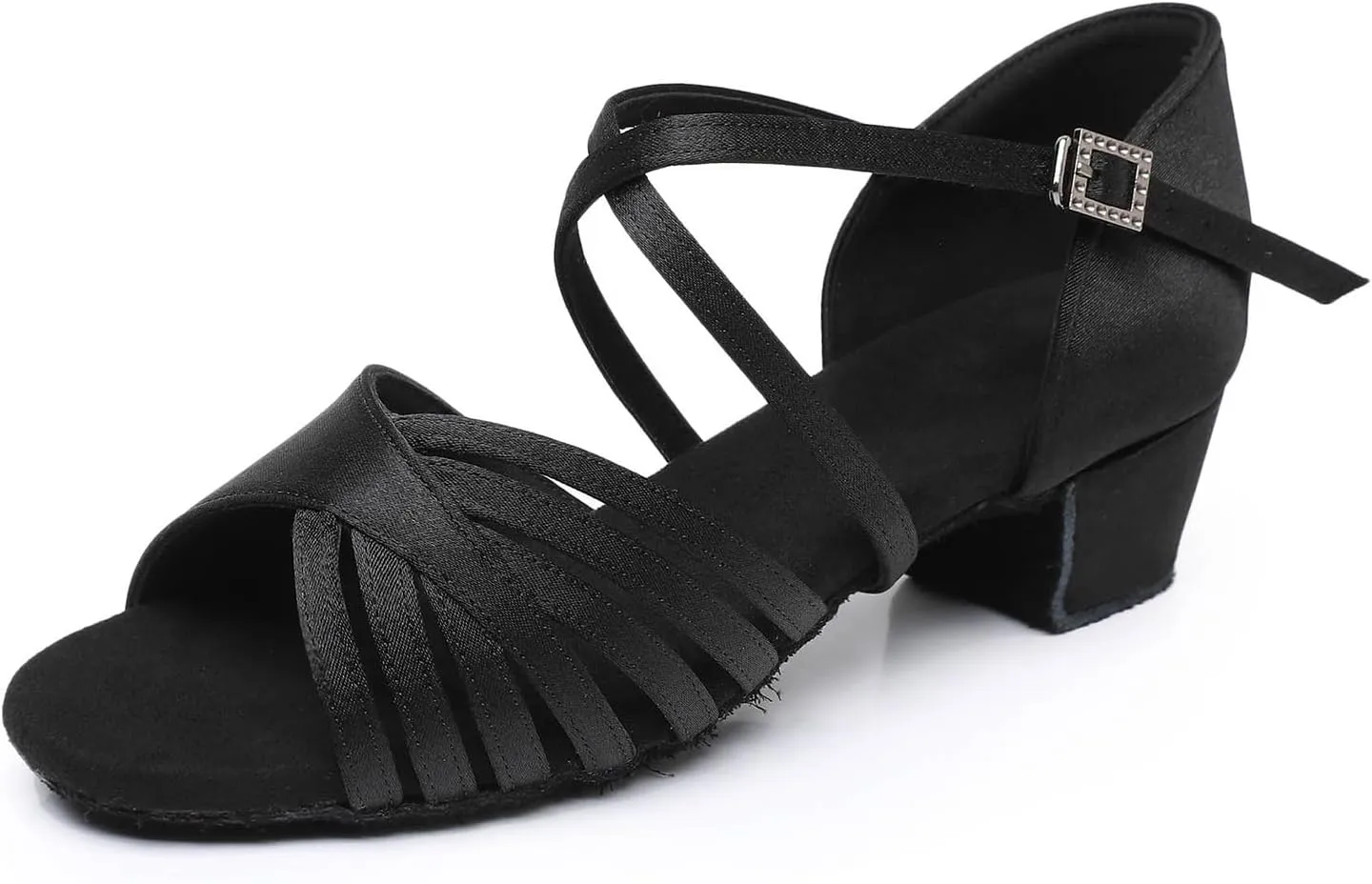 Toddler Girls Latin Dance Shoes Low Heel Kids Salsa Ballroom Dancing Shoes Practice Professional Performance, Model EM-L1050