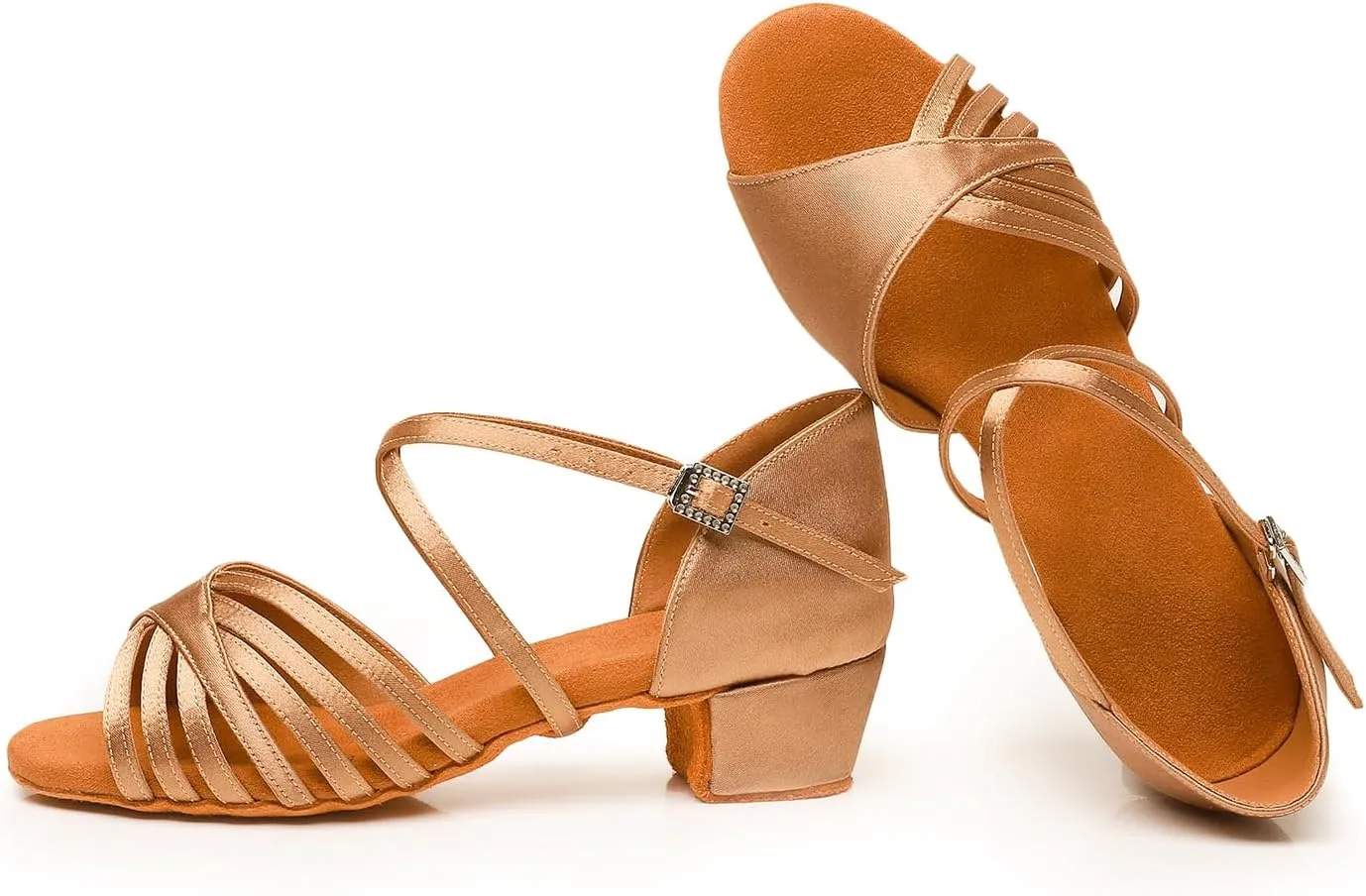 Toddler Girls Latin Dance Shoes Low Heel Kids Salsa Ballroom Dancing Shoes Practice Professional Performance, Model EM-L1050