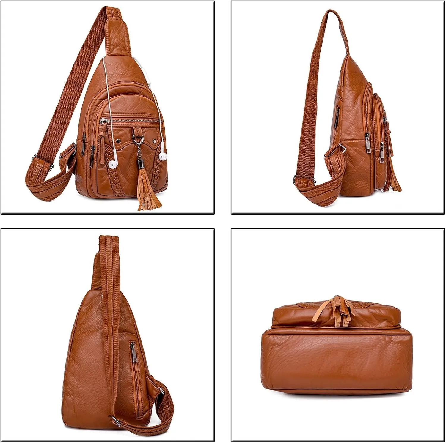 Tote Bag For Women Retro Chest Bag Sling Bag Small Crossbody Pu Leather Satchel Daypack Fashion Shoulder Outdoor Bags