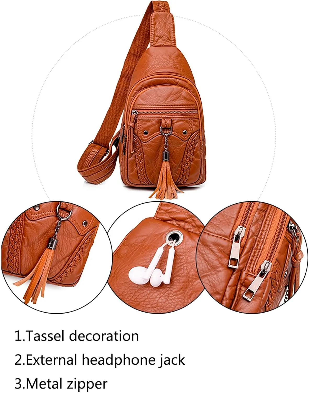 Tote Bag For Women Retro Chest Bag Sling Bag Small Crossbody Pu Leather Satchel Daypack Fashion Shoulder Outdoor Bags