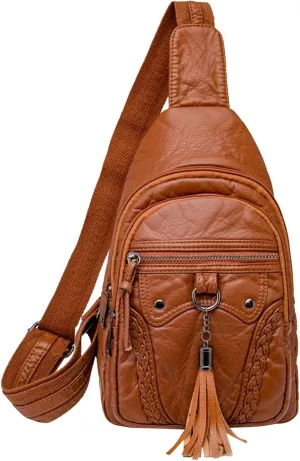 Tote Bag For Women Retro Chest Bag Sling Bag Small Crossbody Pu Leather Satchel Daypack Fashion Shoulder Outdoor Bags
