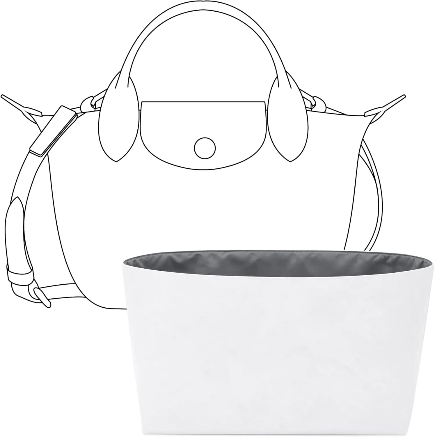 Tote Bag Organizer Insert for Longchamp Le Pliage Xtra S Hobo Bag, Custom Fit Inside Premium Slate Gray Lightweight Water Resistant Purse Insert Accessories