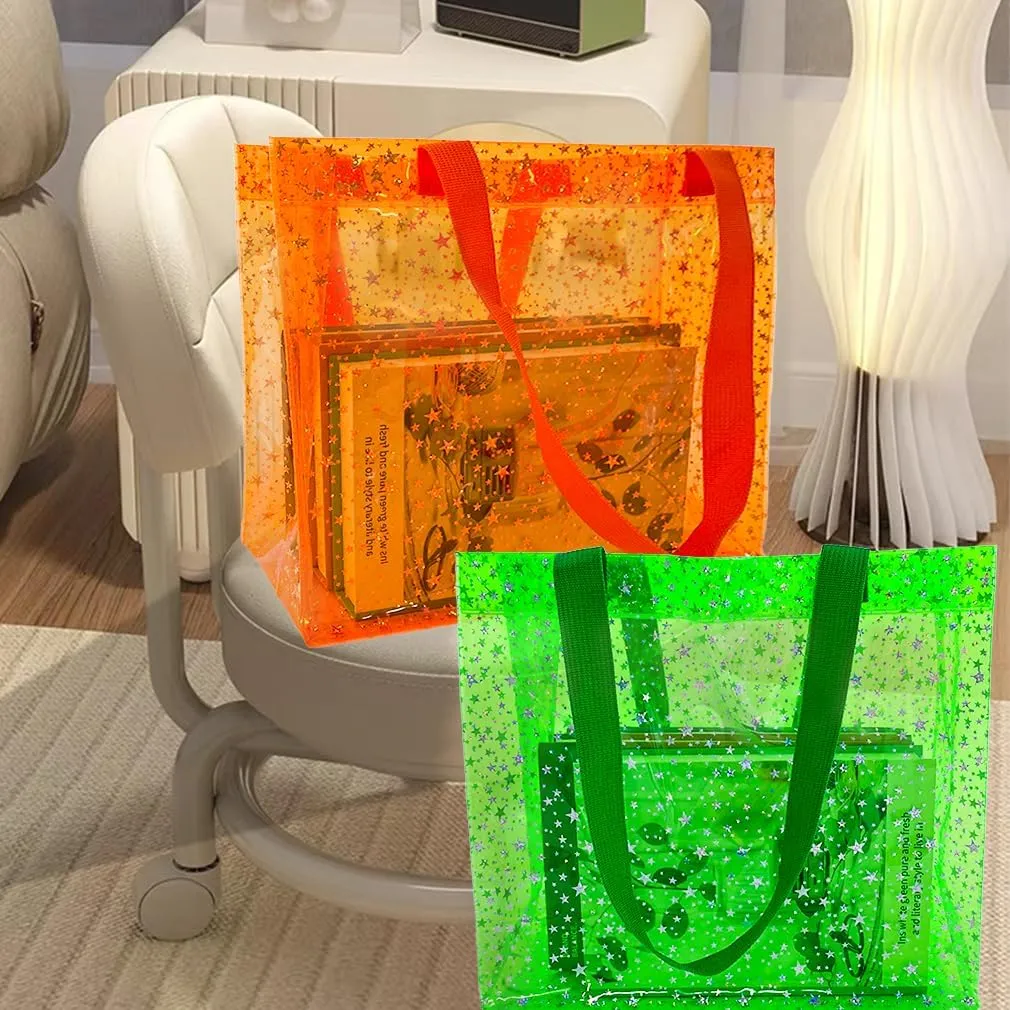 TotePrint 2PCS Clear Star Hand Bags - Versatile Waterproof, Embossed Star Work Shoulder Totes for Women