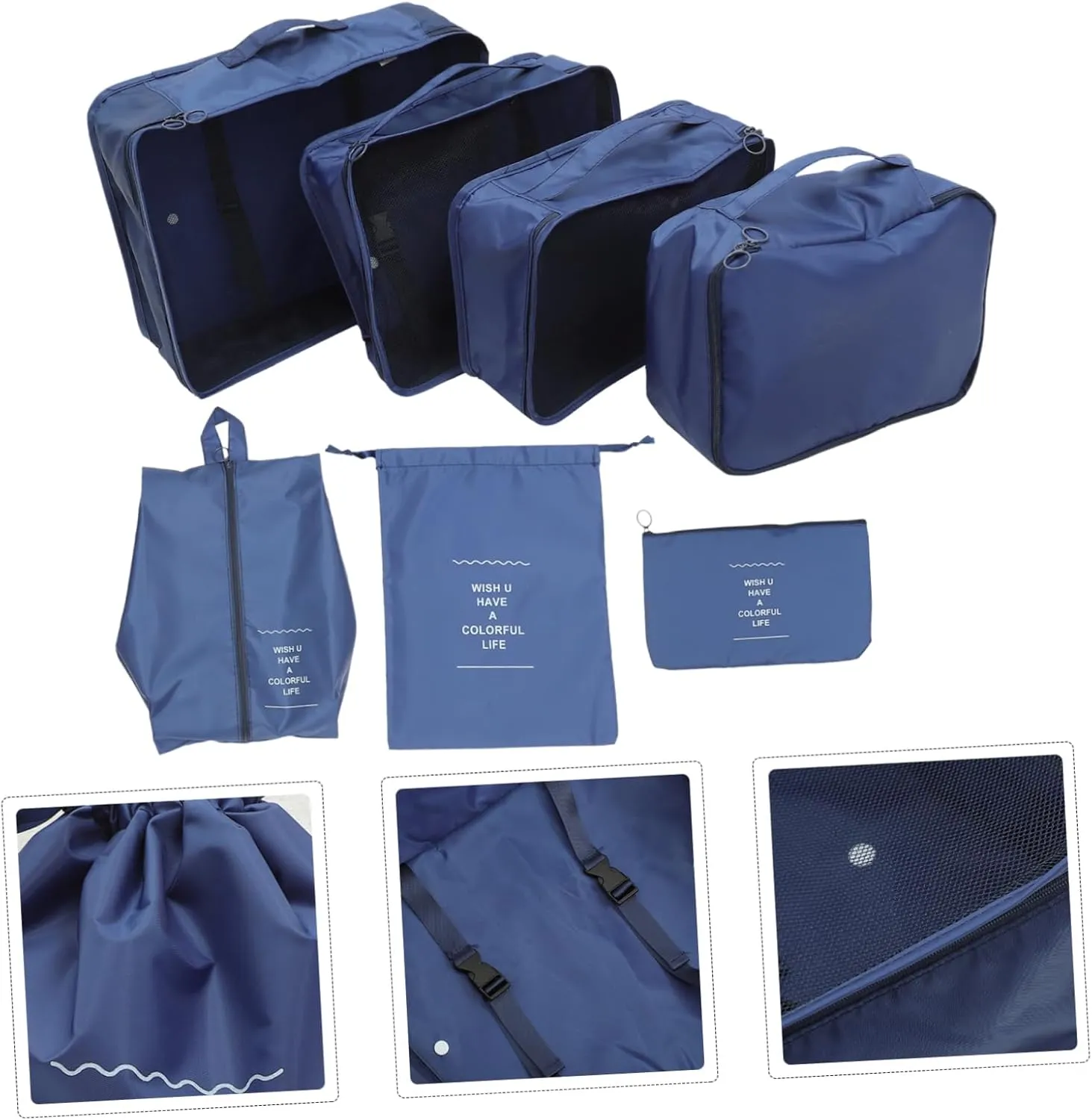 Travel Packing Cubes 7pcs Suitcase Organizer Bags Luggage Organizers Compact Storage