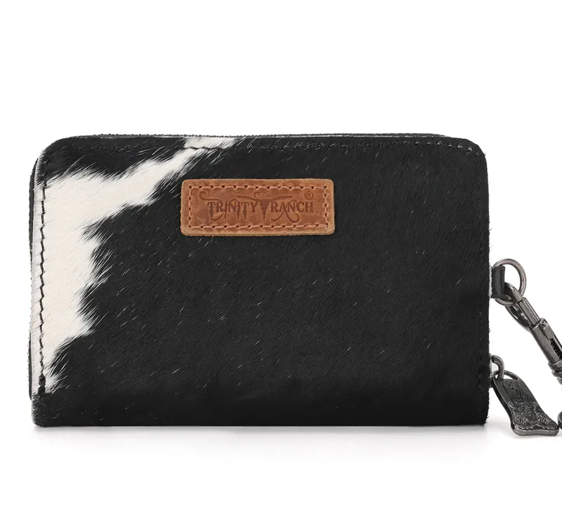 Trinity Ranch Genuine Cowhide Hair-On Floral Tooled Collection Mini Wallet