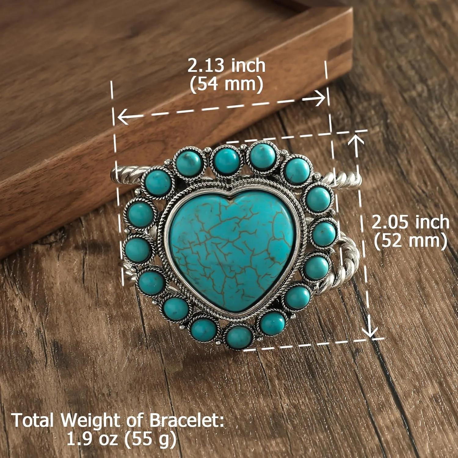 Turquoise Jewelry Set for Women - Turquoise Necklace Earrings Bracelet Boho Jewelry Set