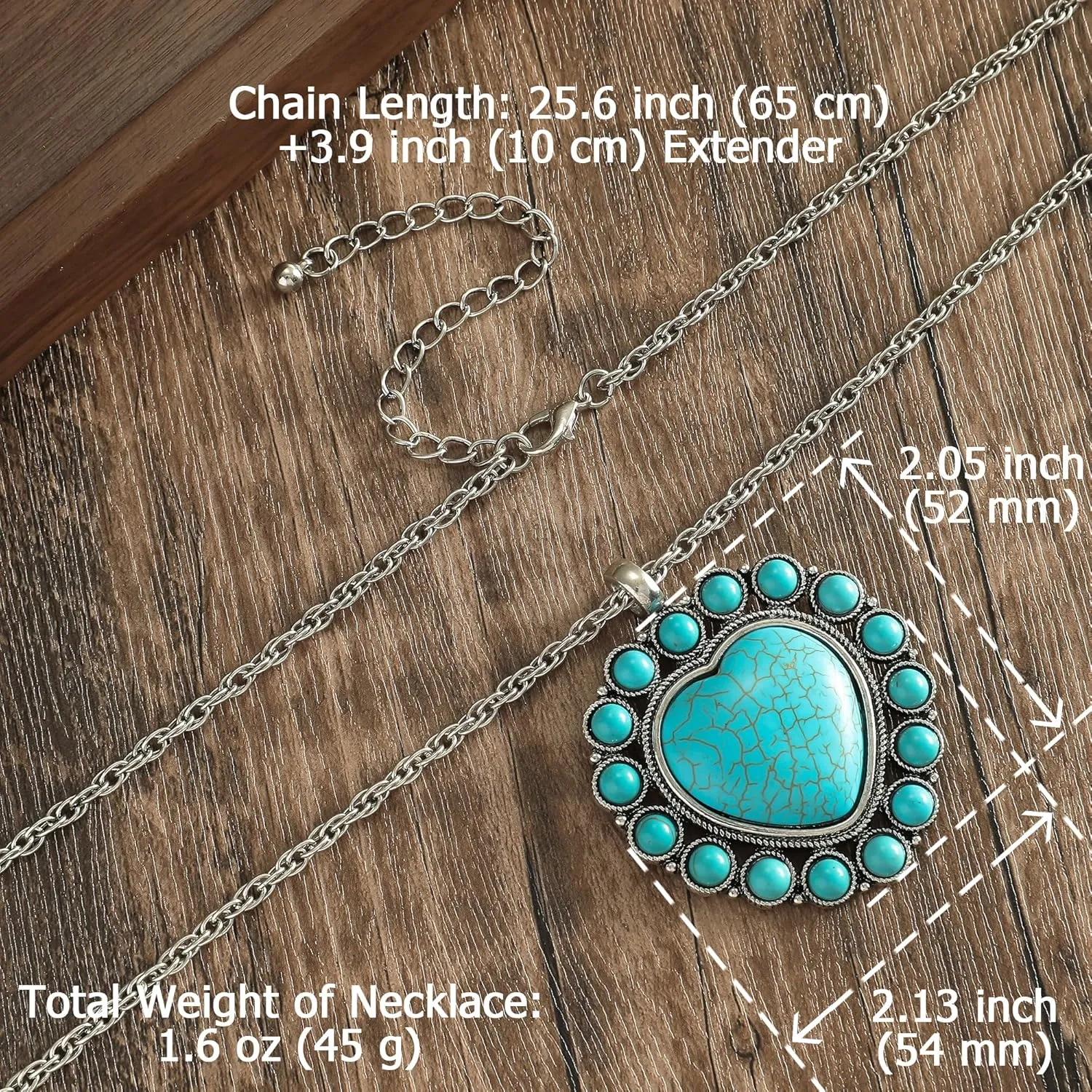 Turquoise Jewelry Set for Women - Turquoise Necklace Earrings Bracelet Boho Jewelry Set