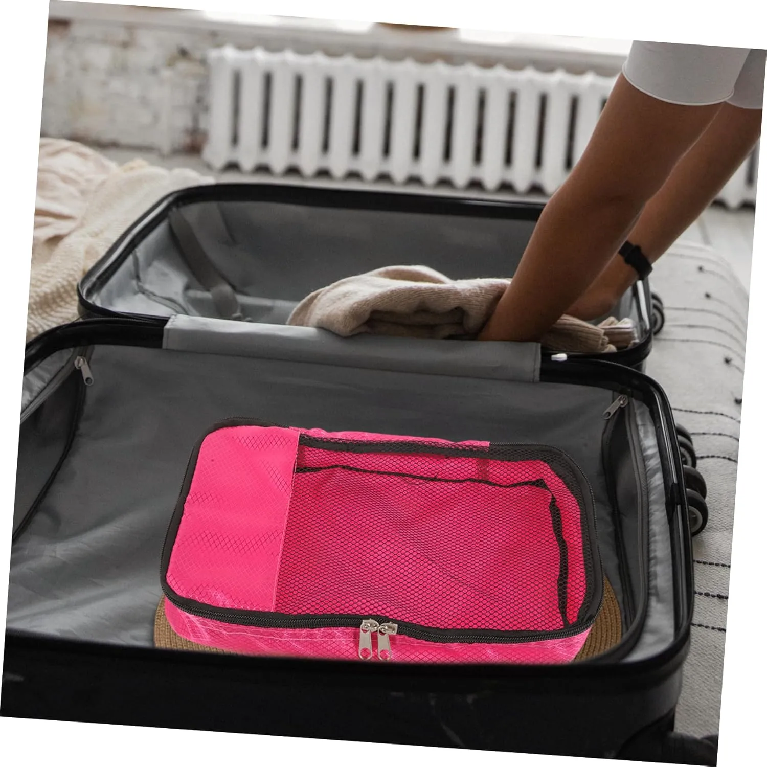 VALICLUD Travel Cubes Packing Organizer for Suitcase Luggage Organizer Bag Zippers Compact Storage for Shoes Toiletries Daily Essentials
