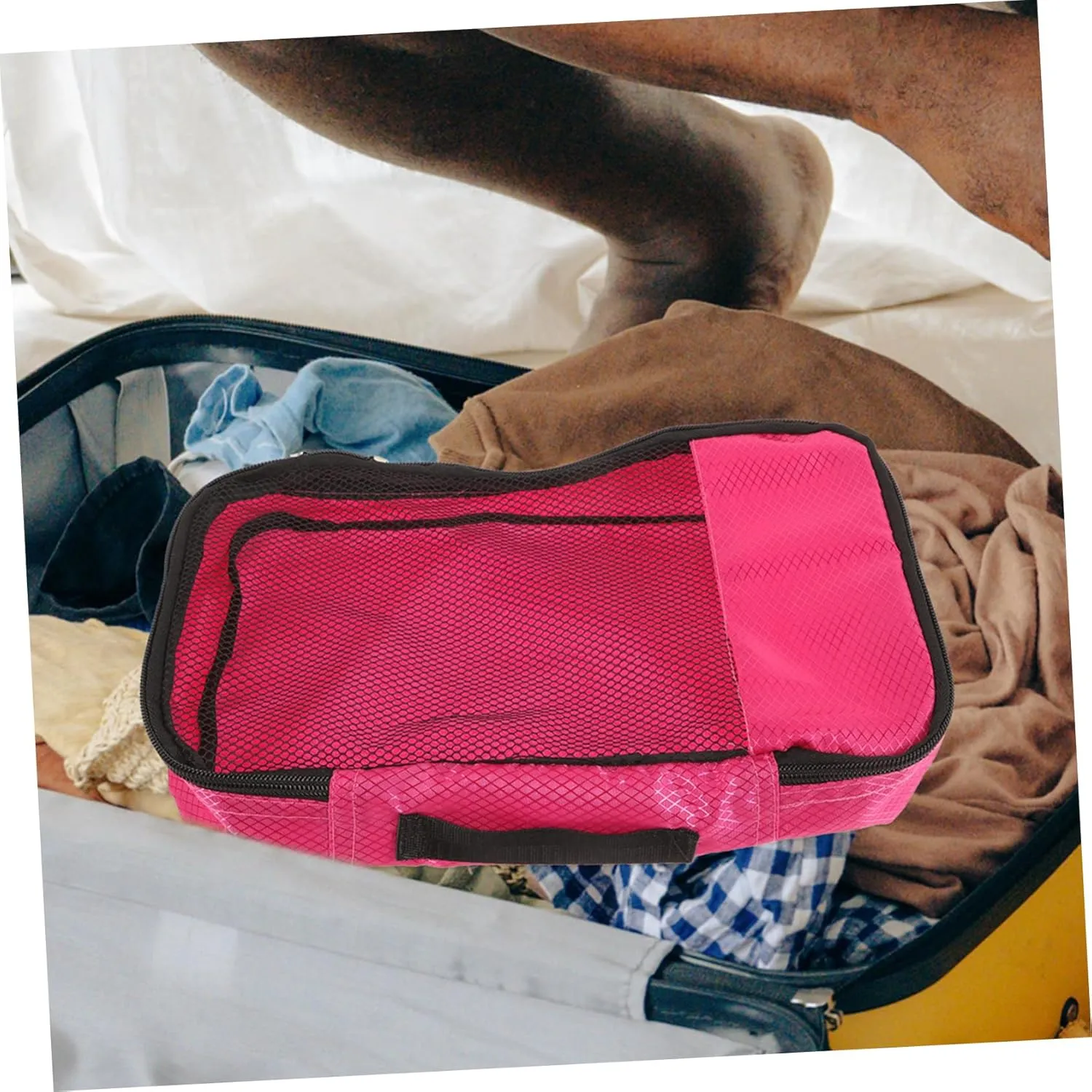 VALICLUD Travel Cubes Packing Organizer for Suitcase Luggage Organizer Bag Zippers Compact Storage for Shoes Toiletries Daily Essentials