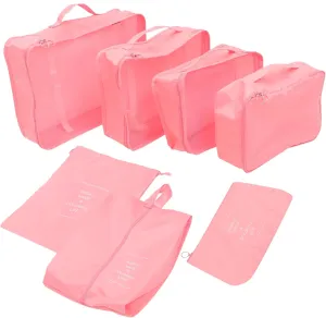 VALICLUD Travel Luggage Organizer Set 7pcs Packing Cubes Suitcase Pouches Wash Bag for Daily Use Compact Storage for Clothing Shoes Toiletries