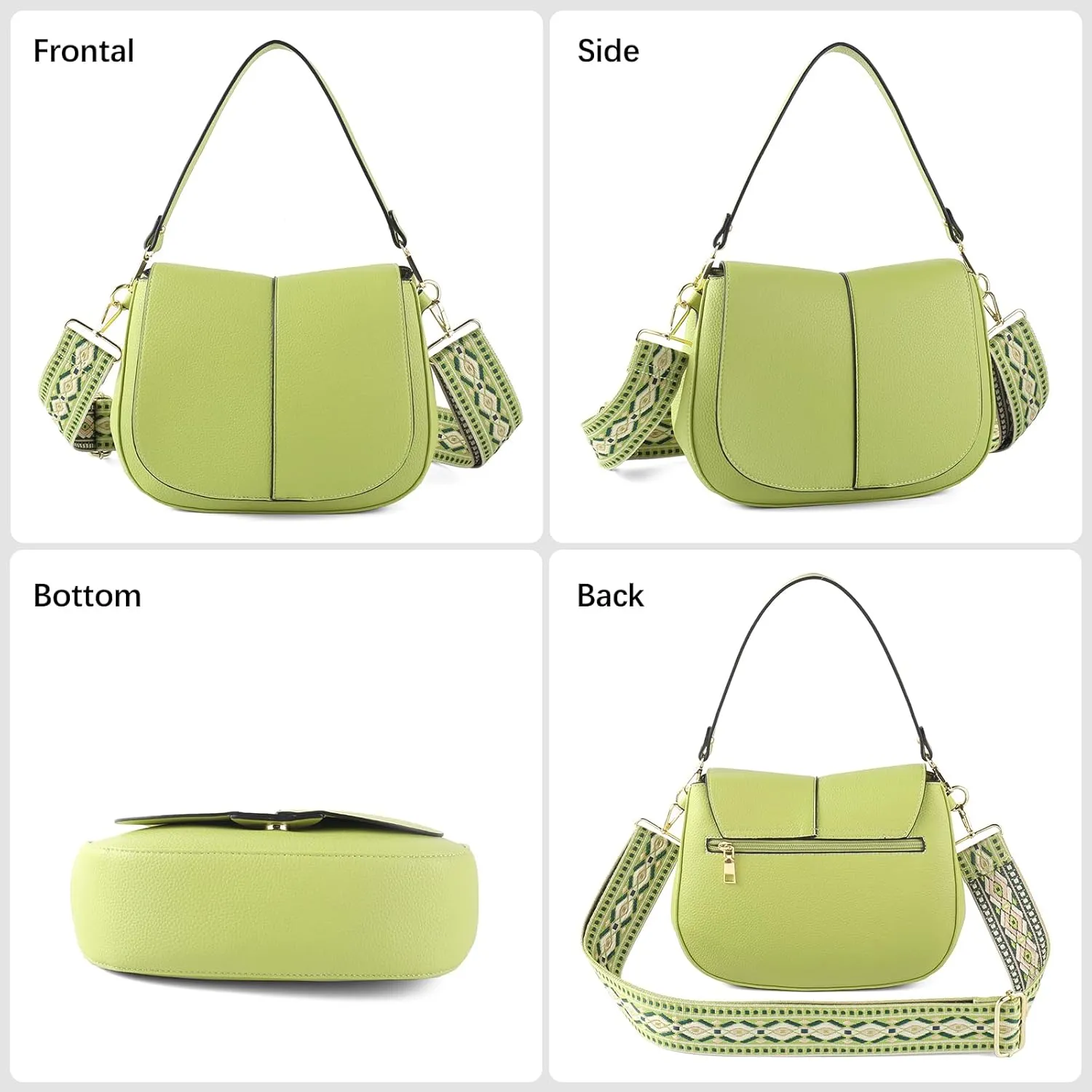 Vegan Leather Hobo Purses, Crossbody Bags for Women, Shoulder Handbags with Wide Strap