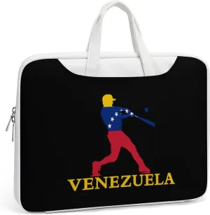 Venezuela Flag Baseball Player Laptop Tote Bag Waterproof Computer Carrying Case Business Office Briefcase