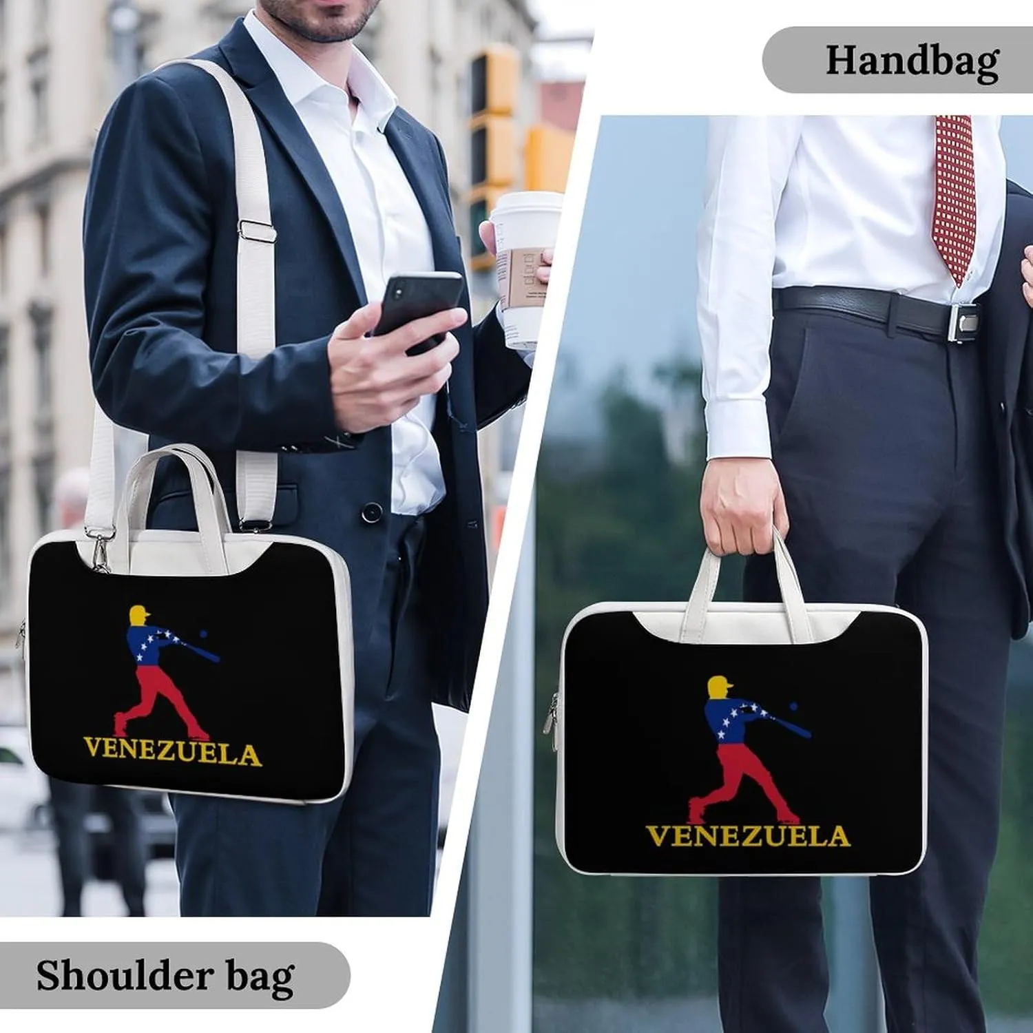 Venezuela Flag Baseball Player Laptop Tote Bag Waterproof Computer Carrying Case Business Office Briefcase