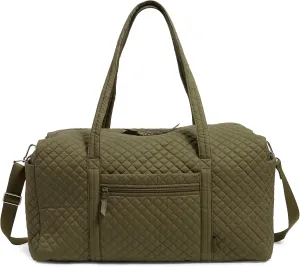 Vera Bradley Women's Cotton Large Travel Duffel Bag, Climbing Ivy Green - Recycled Cotton, One Size