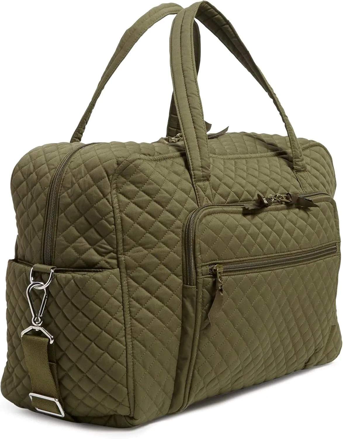 Vera Bradley Women's Cotton Weekender Travel Bag, Climbing Ivy Green - Recycled Cotton, One Size